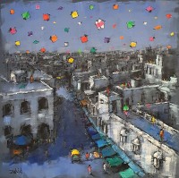 Zahid Saleem, 30 x 30 Inch, Acrylic on Canvas, Cityscape Painting, AC-ZS-171